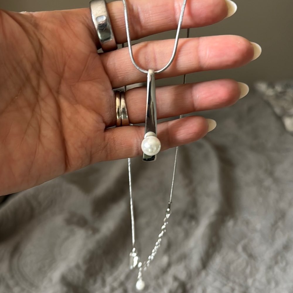Pretty WHBM Silver and Pearl Necklace